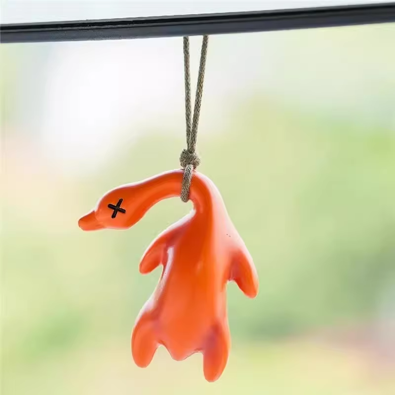 Portachiavi con anatra arrosto che cambia colore dell'anatra altalena di Kawaii, decorazione per specchietto retrovisore, accessori carini, regali per bambini all'ingrosso