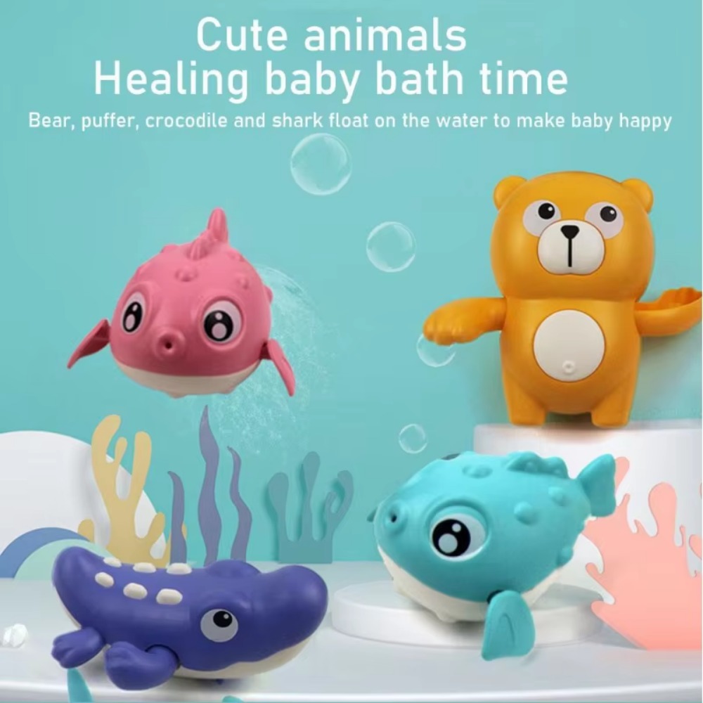 1 個幼児お風呂のおもちゃかわいい漫画水泳サメ時計じかけの尾を振る回転装置ビーチベビー浴槽風アップおもちゃ