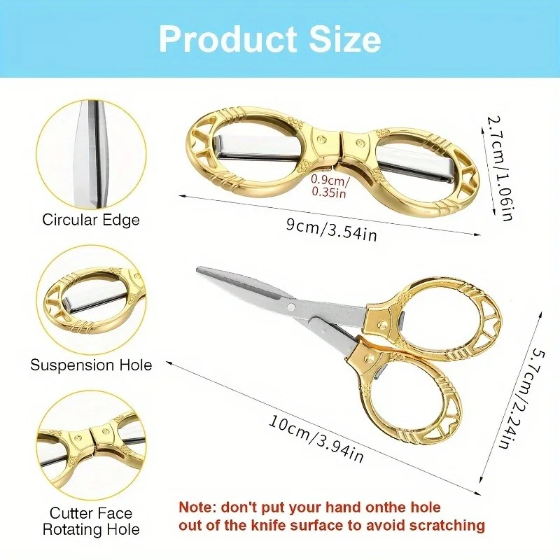 Simple Portable Folding Scissors Solid Color Glasses Shape Paper Cutters Students Handmade DIY Tools School Office Supplies