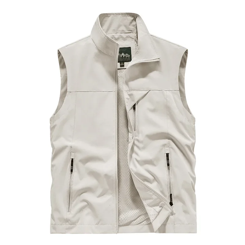 Novos homens primavera colete ao ar livre tático sem mangas colete vários bolsos plus size masculino colete de pesca outwear