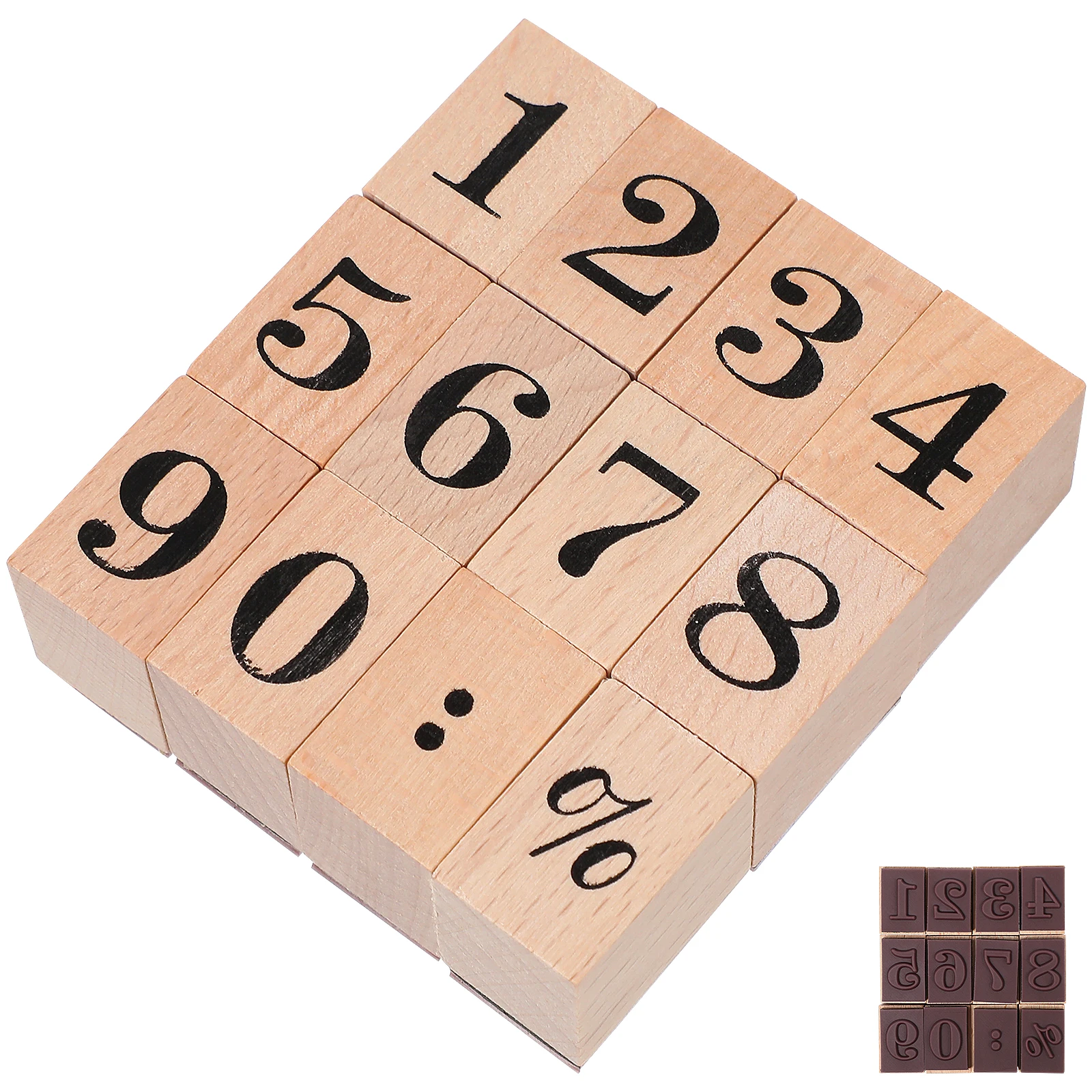 Holzstempelset, Stempelumschlag, Stempel, DIY, Planer, Zahlen, Sammelalbum, Siegel, Kalender, arabische Ziffern, Gummihandwerk