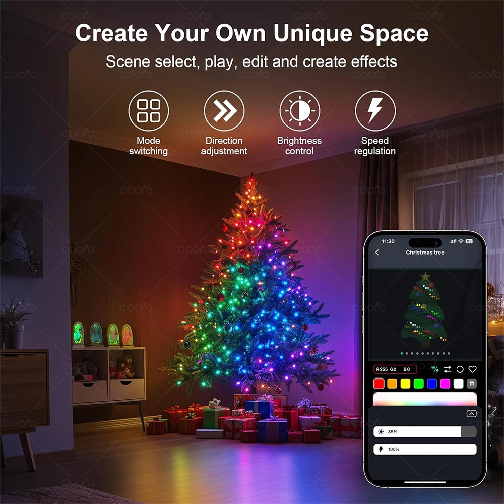 Garland USB 5V WS2812B Bluetooth LED String Fairy Lights 5/10/20M RGBIC String Light Party Christmas Lights Wedding Decoration