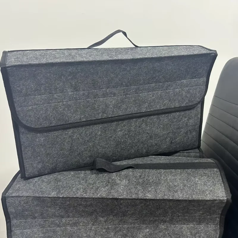 Borsa organizer per bagagliaio di un'auto antiscivolo grigio nero Scatola portaoggetti in feltro morbido multiscomparto per strumenti di avvio e accessori auto