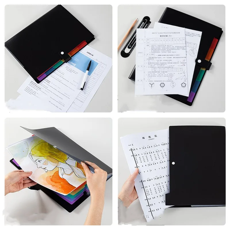 7 ชั้นขยาย A4 แฟ้มโฟลเดอร์กระเป๋าเก็บกระดาษทดสอบเอกสารแฟ้ม Briefcases โรงเรียนเครื่องเขียนอุปกรณ์สํานักงาน