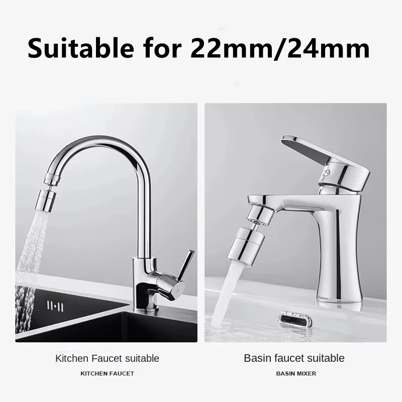 Rubinetto universale da 720 gradi Rubinetto per lavabo Adattatore di estensione Aeratore Rubinetto in plastica ABS girevole a prova di spruzzi