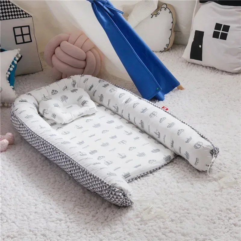 Cama nido para bebé de 85x50cm con almohada, cuna portátil, cama de viaje, cuna de algodón para bebé recién nacido, cuna, parachoques, nuevo