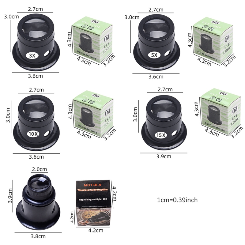 3X 5X 10X 15X 20X joyero reloj lupa herramienta Monocular portátil lupa lente para lupa de ojos Len relojeros