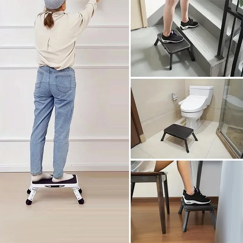 3-step folding ladder stool, widened anti slip pedal, carbon steel frame, one click folding, 150kg load-bearing capacity ladder