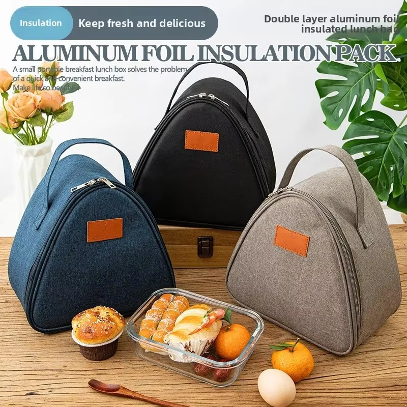 Portable Triangle Insulation Lunch Bag for Rice Vegetable Roll Milk Sandwich Egg Breakfast - Keep Food Warm Cool