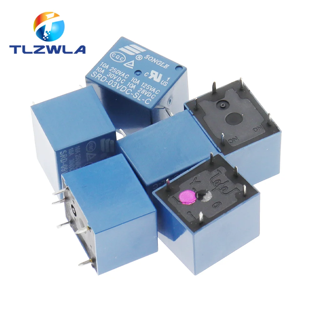 5 uds relés SRD-03VDC-SL-C SRD-05VDC-SL-C SRD-06VDC-SL-C SRD-09VDC-SL-C SRD-12VDC-SL-C 3V 5V 6V 9V 12V 24V 48V 10A 250VAC 5PIN