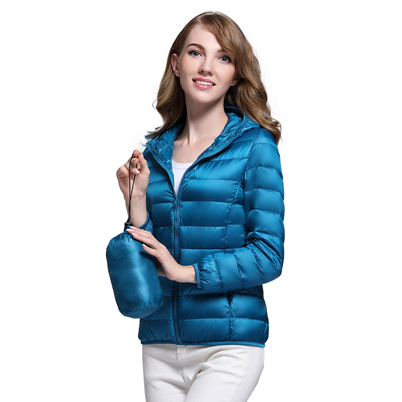 Femmes doudoune nouveau automne hiver à manches longues à capuche chaud blanc canard doudoune mode léger décontracté noir manteaux