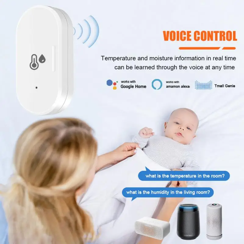 Tuya ZigBee รีโมทแอปเซ็นเซอร์ความชื้นและอุณหภูมิสำหรับสมาร์ทโฮม var ชีวิตสมาร์ททำงานกับ Alexa Google Assistant