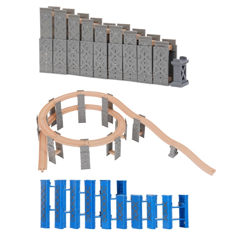 26 Chiếc Gỗ Đường Sắt Bản Nhạc Phụ Kiện Nhựa Xoắn Ốc Xe Lửa Bằng Gỗ Bản Nhạc Với Trụ Cầu Đồ Chơi Giáo Dục Cho Trẻ Em Quà Tặng
