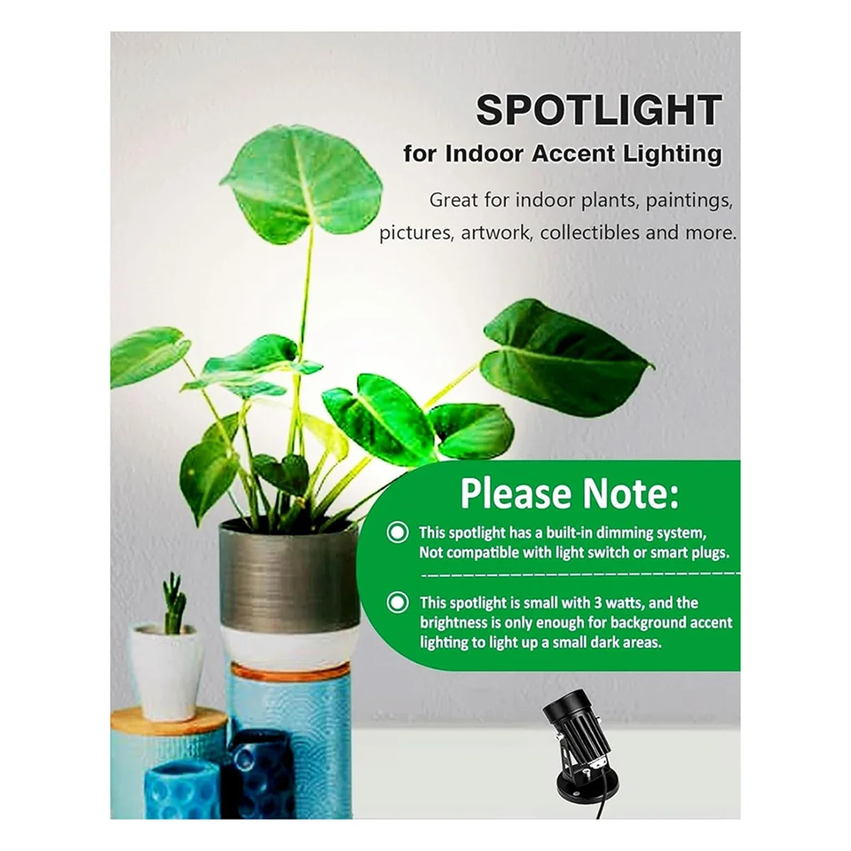 Faretti BABQ per interni Luci per interni con timer, faretto da pavimento da 3 W per interni, spina americana per luce 3000K/4000K/5000K