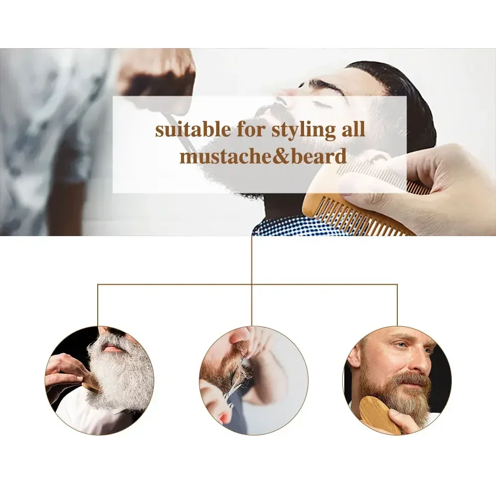 Kit di spazzole per barba in legno con setole di cinghiale con sacchetto regalo Set di pettini per pennelli da barba professionali morbidi per parrucchiere da uomo