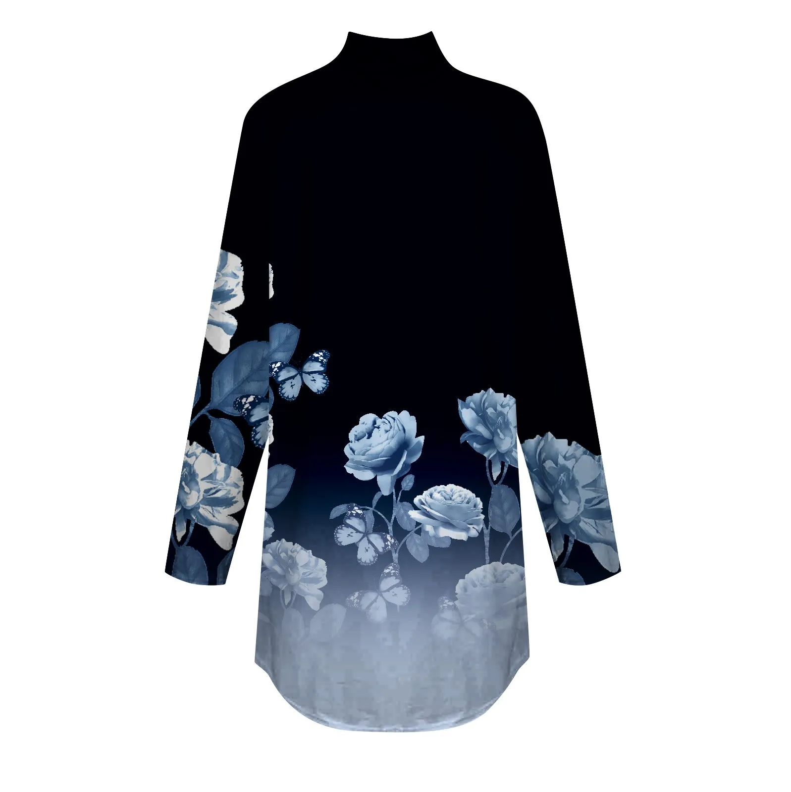 ชุดสตรีใหม่ลายพิมพ์สบายๆแขนยาวชุดวินเทจแฟชั่นผู้หญิง PLUS ขนาดคอสูง TOP Pullover