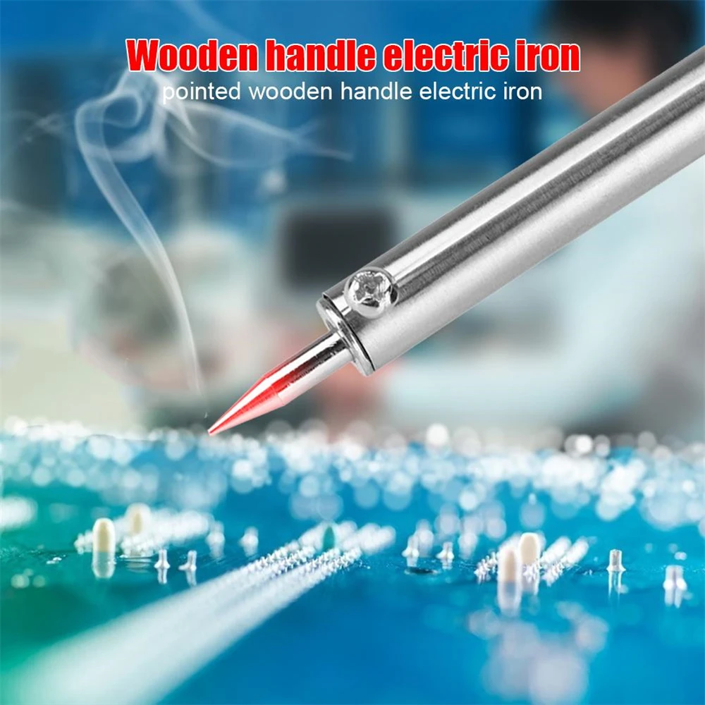 220V อุณหภูมิปรับไฟฟ้าบัดกรีเหล็ก 30 W/40 W/60 W/80 W/100 W ไม้ Handle MINI soldering Iron Rework Station EU Plug