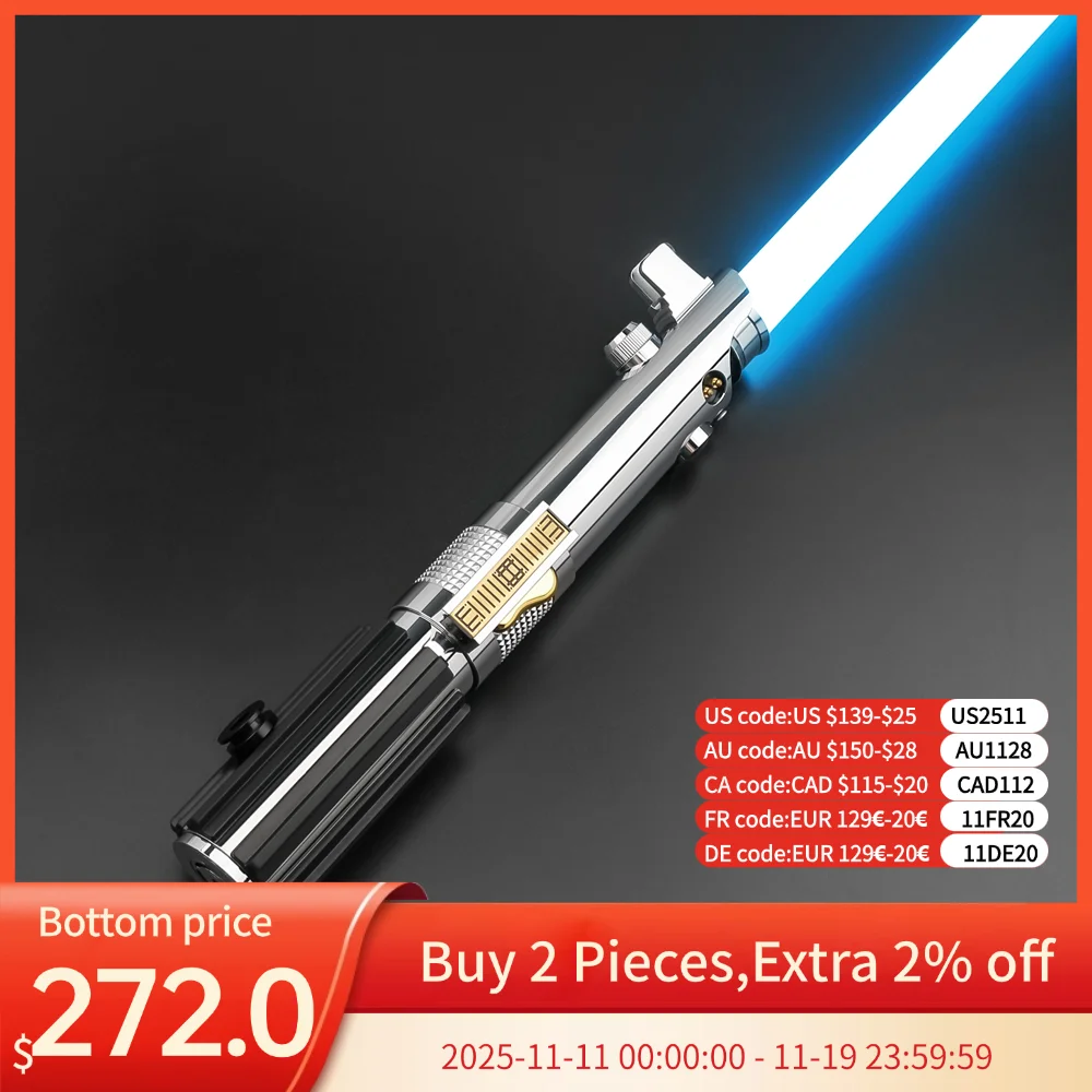 TXQSABER Anakin Lichtschwert Halloween Laser Pixel Board RGB Smooth Swing Metallgriff mit LED-Streifen Klinge SDCard Proffie