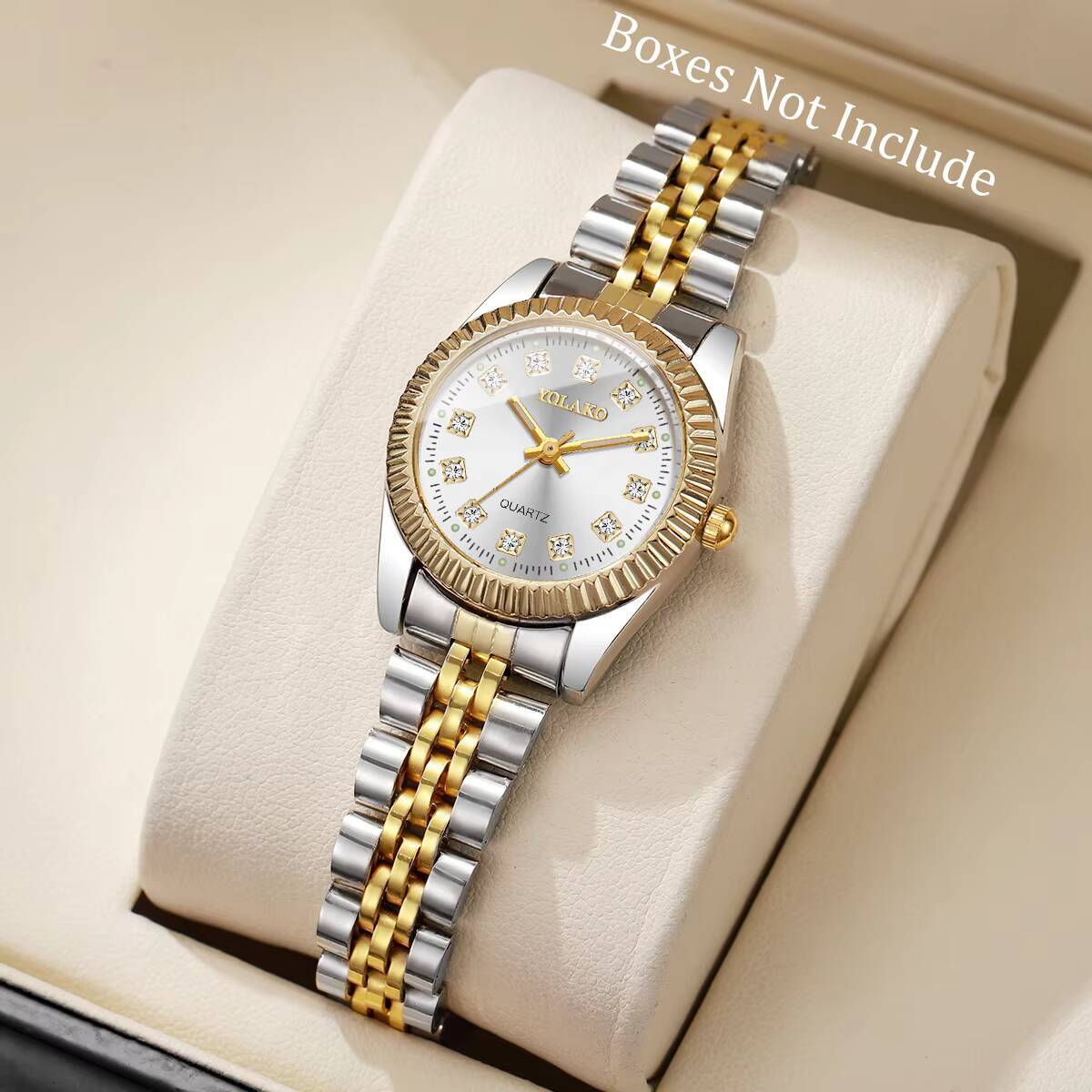 Mode Strass Vrouwen Quartz Horloge Kalender Horloge Klok Gift Reloj Mujer (Zonder Doos)