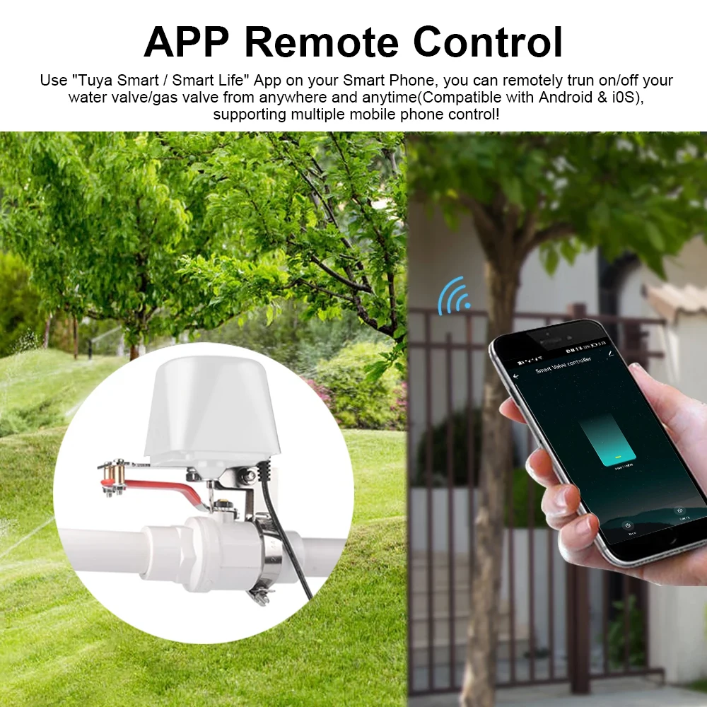 Tuya WiFi Waterklep Gasafsluiting Kogelkraan Timer Tuin Slimme Kraan Controller Ondersteuning Alexa Google Assistent SmartLife