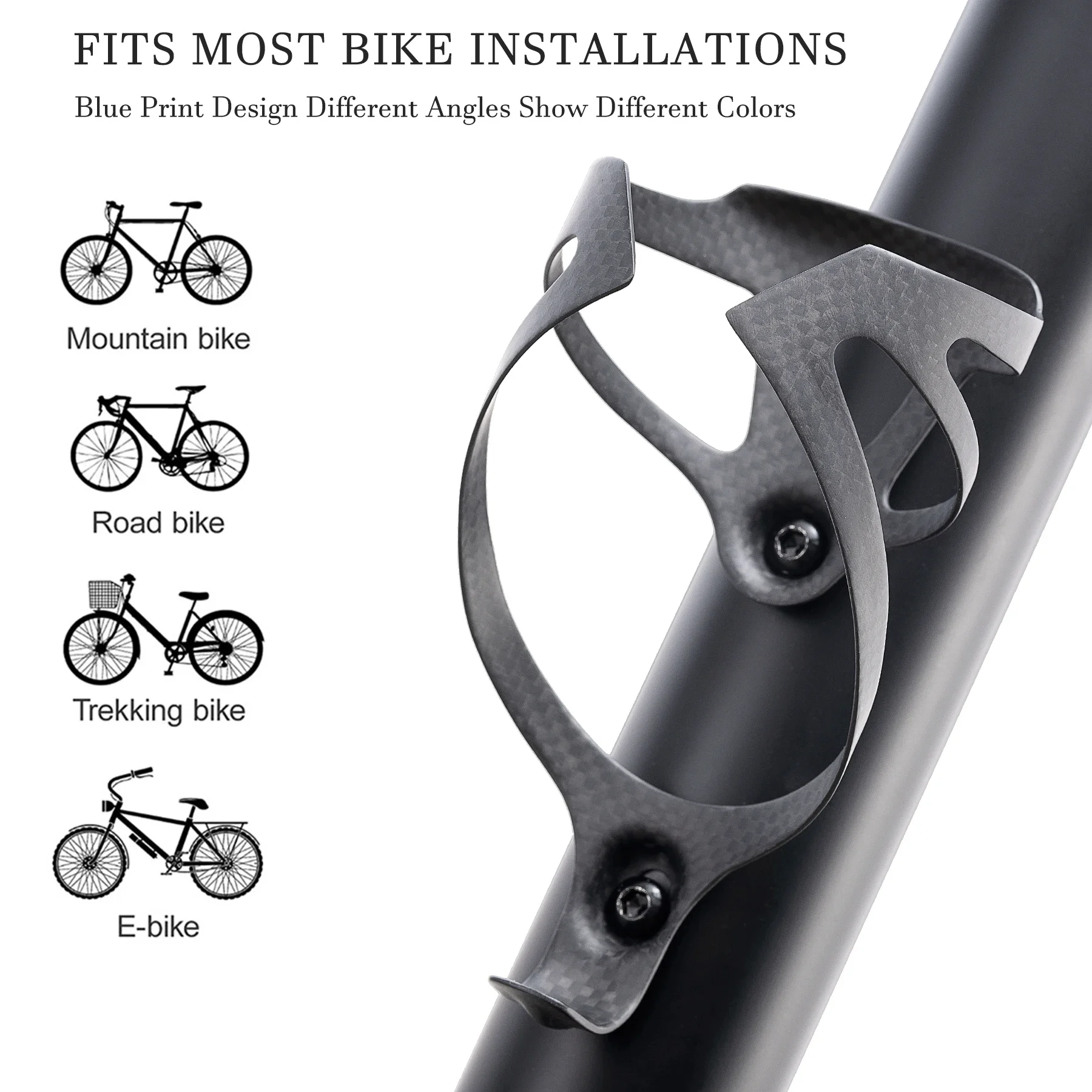 HUALONG 3K Carbon Faser Fahrrad Wasserflaschenhalter MTB Rennrad Wasserflaschenhalter Käfige, Mattschwarz, Gewicht (16 ± 2 g)