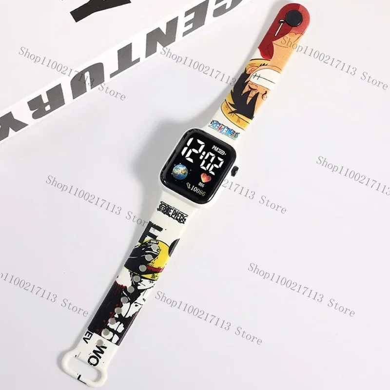 ลูฟี่ดราก้อนบอลสายพิมพ์ลายการ์ตูนโกคูปิกาจู LED สี่เหลี่ยมกันน้ำ Jam Tangan elektronik เด็กหญิงเด็กชาย kado ulang tahun