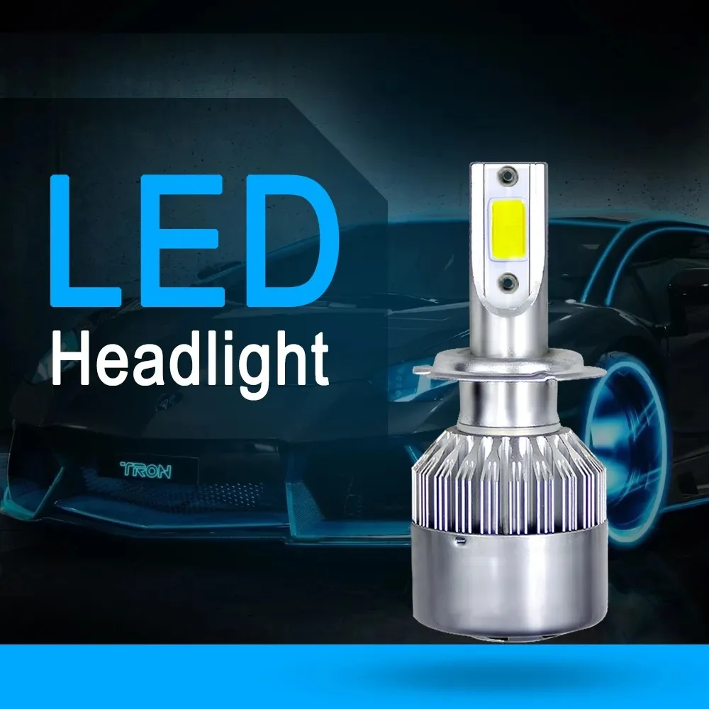 2 stks C6 72 W H11 H4 Hi/Lo H1 H7 COB LED H11 HB3 9005 HB4 9006 Auto Koplampen Auto Mistlamp 12 V 7200LM Auto Koplampen