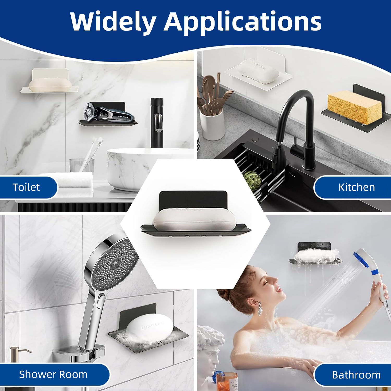 Alliage d'aluminium Porte-savon Porte-savon de salle de bain avec évacuation de l'eau Mural Boîte à savon Accessoires de salle de bain