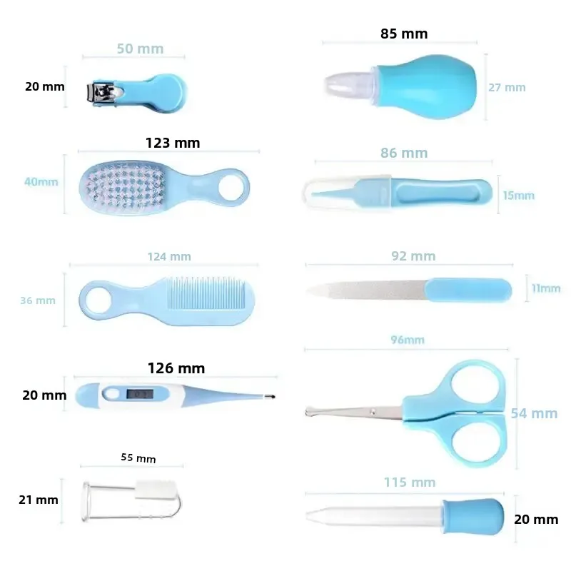 10 pçs bebê recém-nascido prego cabelo kit de cuidados diários infantil crianças aliciamento escova pente seguro cortador de unhas conjunto para o presente do bebê