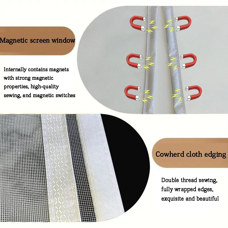 White magnetic mosquito curtain, magnetic self-priming screen door, mosquito net, household self-adhesive customizable curtain