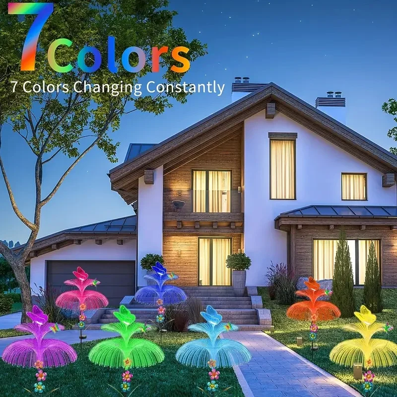 Luci meduse a LED ad energia solare Illuminazione da giardino per esterni a 7 colori che cambia per luci da giardino in plastica durevoli per patio