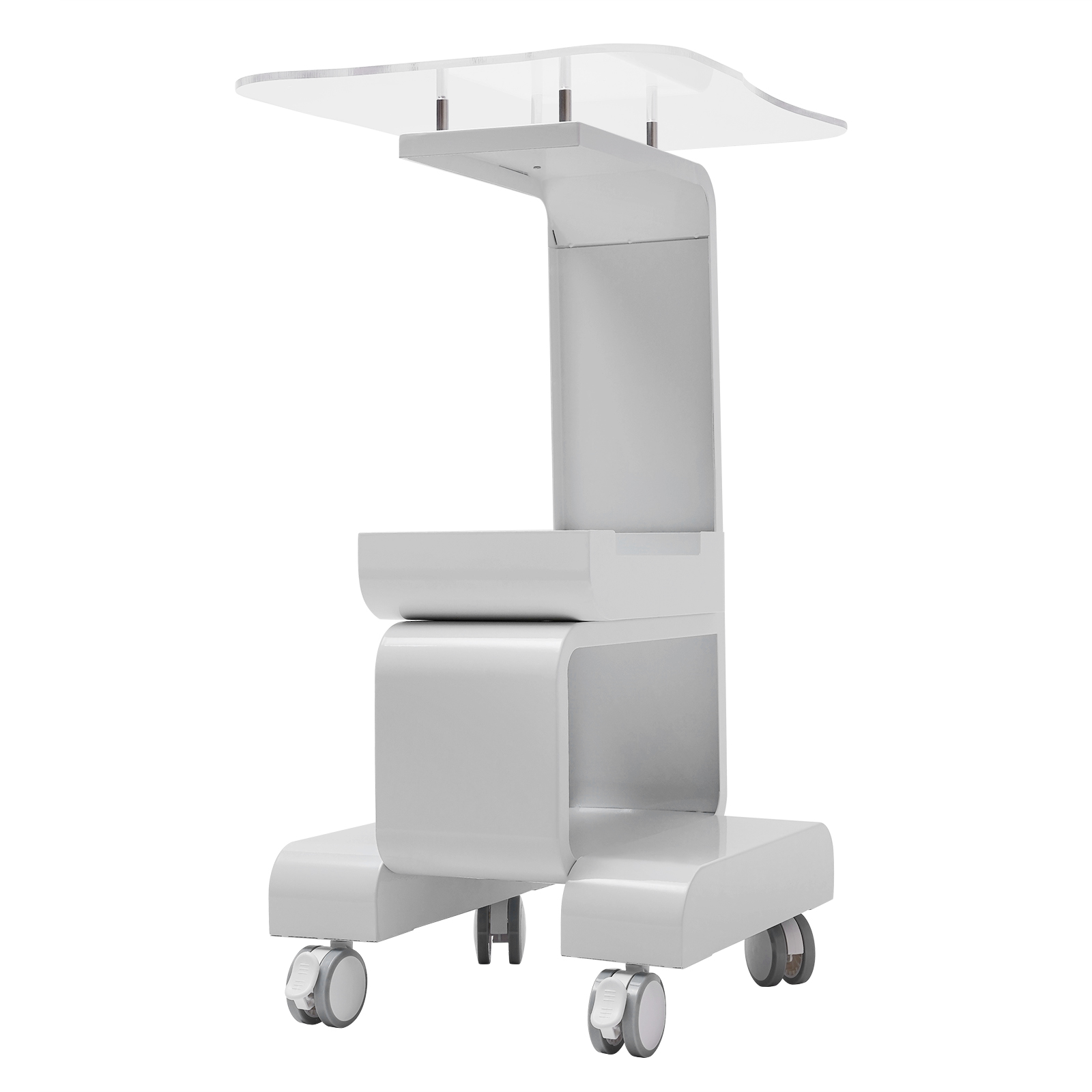 Carrello portaoggetti per salone di bellezza Carrello porta macchina per bellezza SPA Carrello a 2 livelli Movimento flessibile per saloni, negozi di bellezza, ospedali