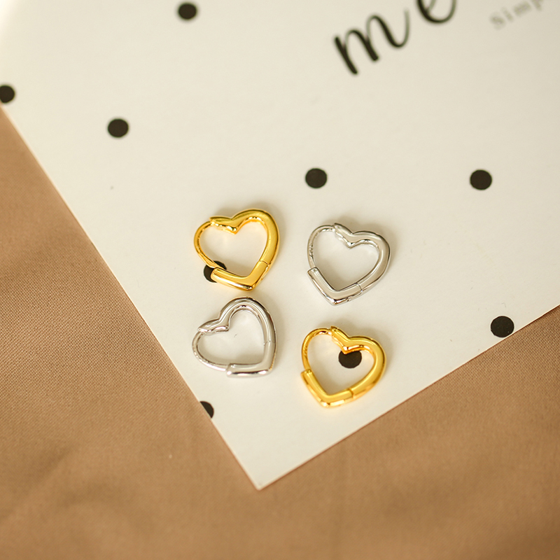 Aide-pendientes de aro de Plata de Ley 925 con forma de corazón, aretes sencillos y bonitos con forma de corazón, Piercing circular, joyería con hebilla para oreja