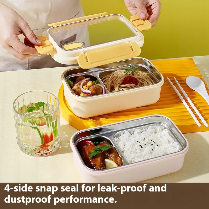 1 Buah Kotak Makan Siang Portabel Kotak Makan Siang Baja Tahan Karat Pekerja Kantor dan Pelajar Dapat Memasukkan Kotak Isolasi Pemanas Oven Microwave