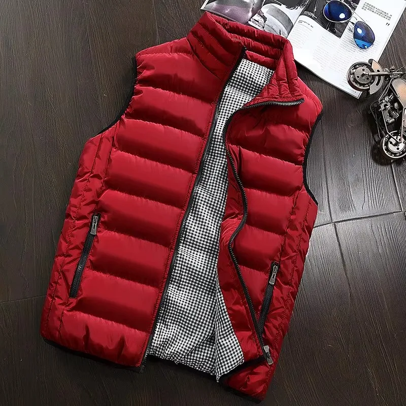 Colete masculino à prova de vento jaqueta sem mangas colete de inverno casaco casual masculino para baixo algodão quente engrossar colete grosso