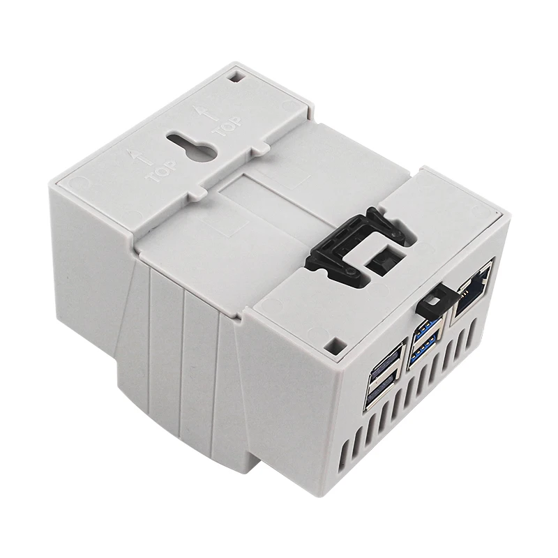 ABS-Gehäuse für Raspberry Pi 5, DIN-Schienengehäuse, großer Innenraum, durchsichtige Fenster-Elektrobox, optionaler aktiver Kühler für RPi 5 Pi5