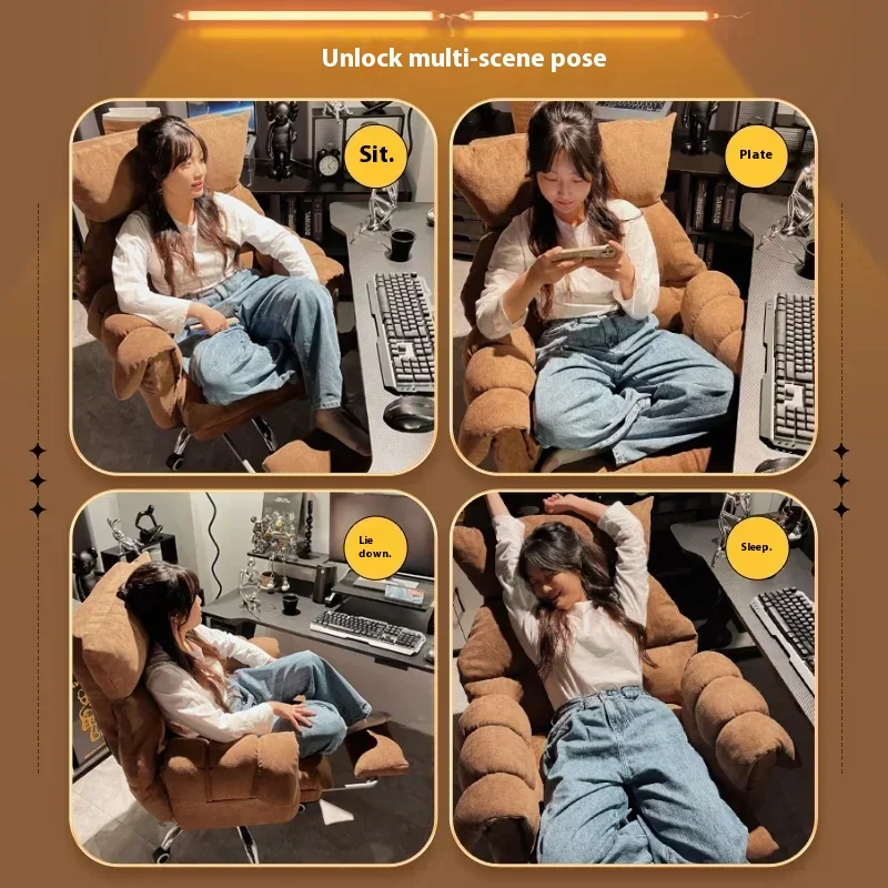 เก้าอี้เขียนสีขาวสบายเกม Pc Room Chaise Longue ออกแบบห้องครัว Ergonomic Gamer Gaming ผ่อนคลายเก้าอี้คอมพิวเตอร์ Lazy