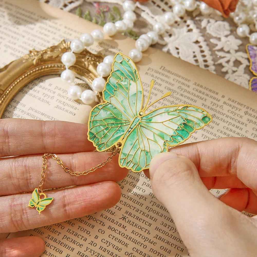 Mini segnalibro in metallo a farfalla carina con design a catena e lamina d'oro, porta pagine a libro a farfalla, segnalibro vintage per aiutare la lettura