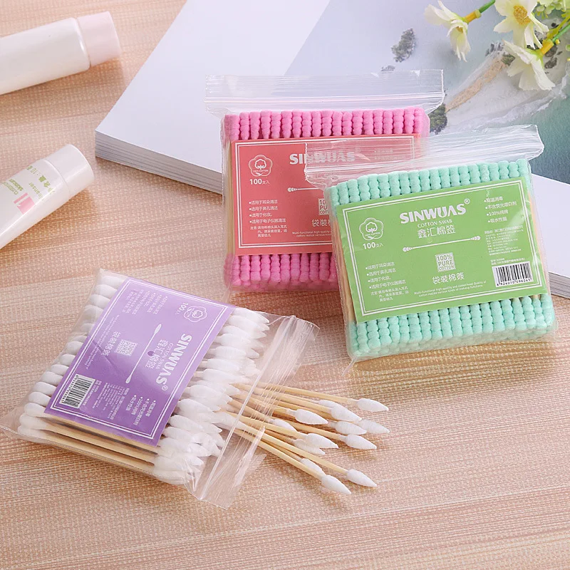 医療用綿棒,2頭,100,女性用メイク,ケアツール,鼻,耳のクリーニング,ピース/パック
