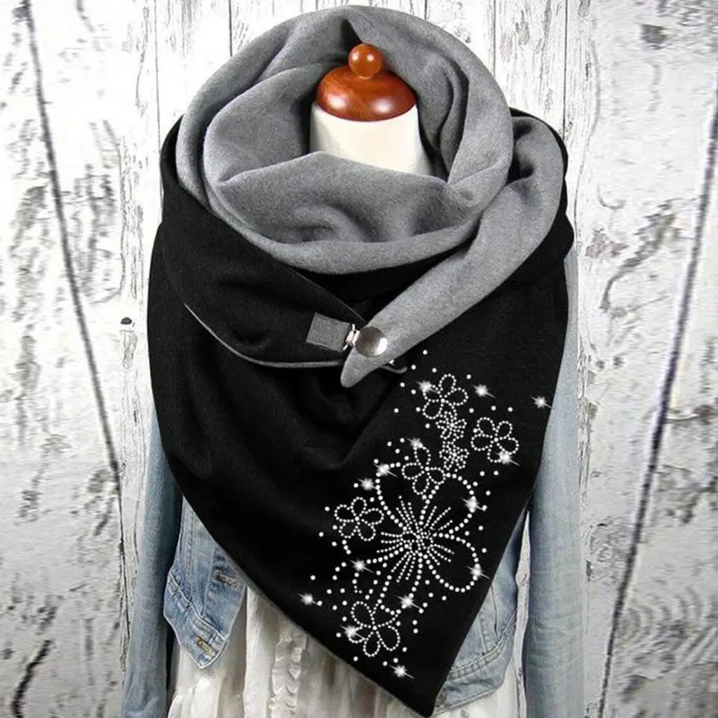 Bufanda de algodón de Estilo Vintage para mujer, pañuelo triangular, suave, para invierno