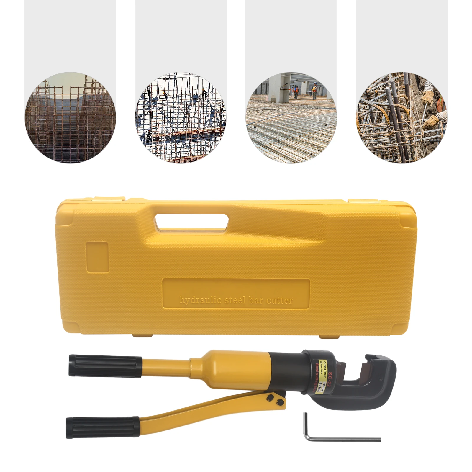 Rebar Cutting Tool with 8T Hydraulic Crimping Power Portable Rebar Cutter and Carrying Case for Construction and Industrial Use