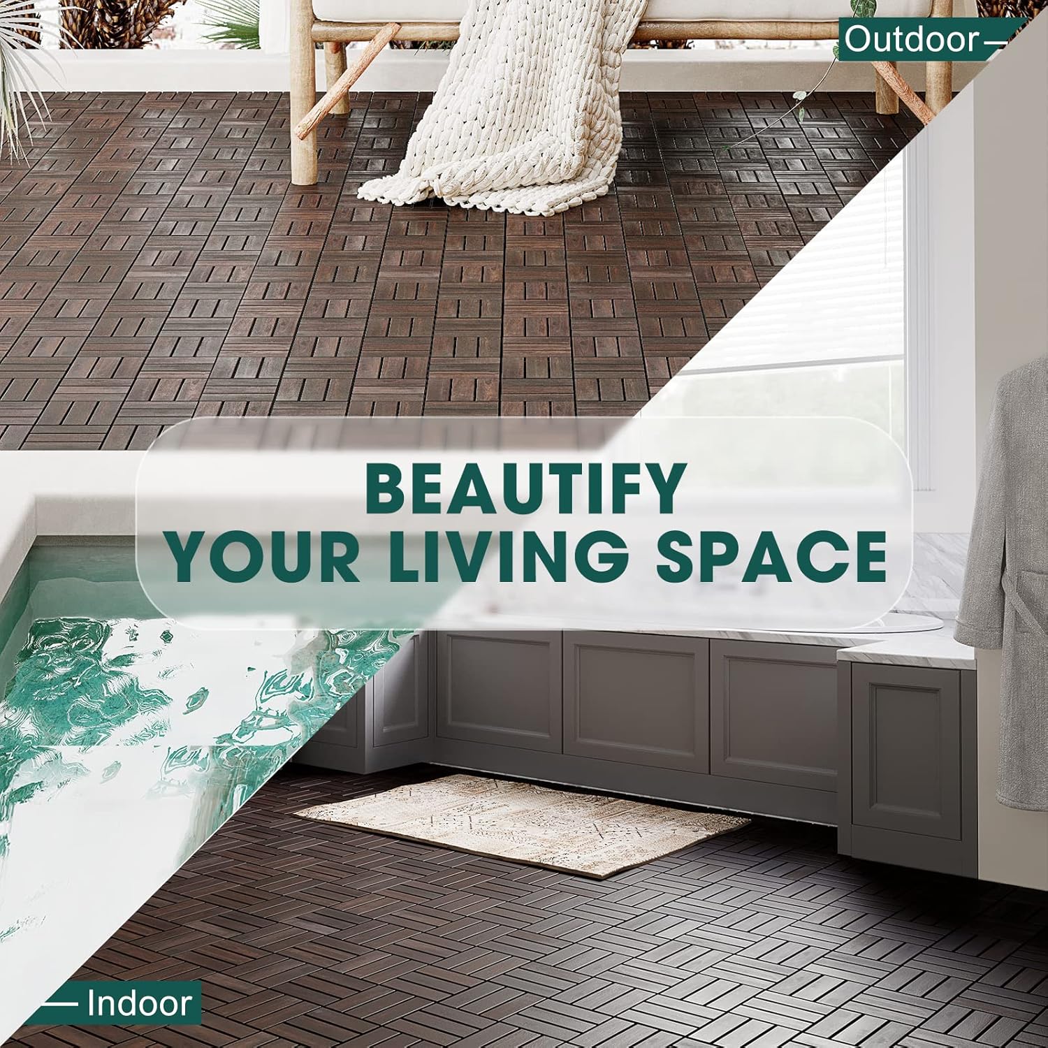 Telas de convés compostas de plástico de madeira, telhas de deck interligadas WPC, pavers impermeáveis para pisos externos