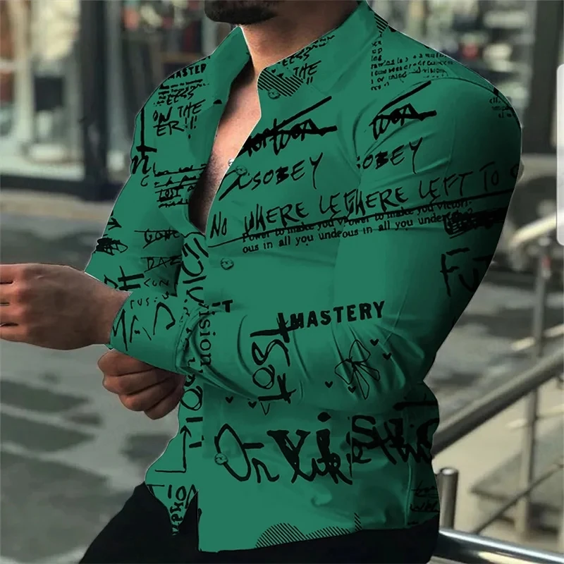 Langarm Hawaiihemden Herren Mode Briefhemd Schwarz Weiß Lepal Blusen Strandbluse Einreiher Camisa Berufung