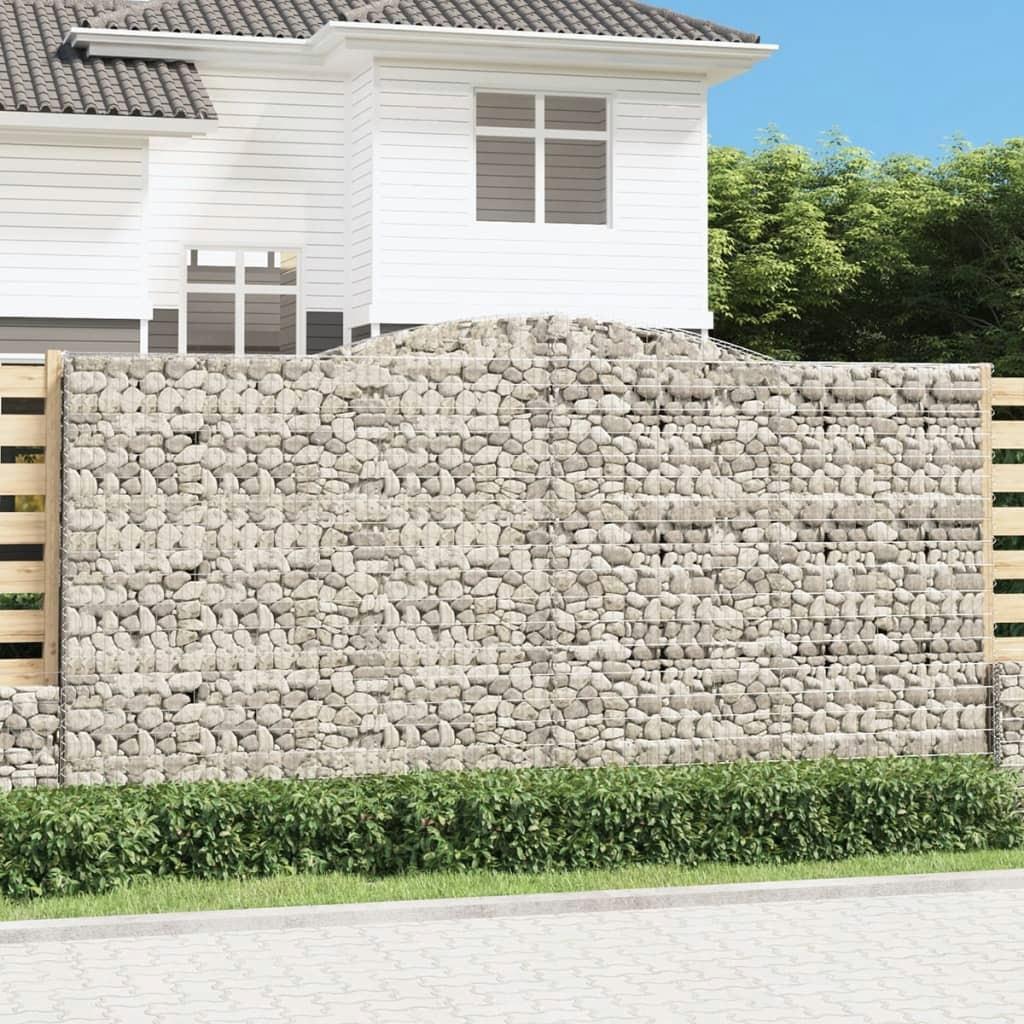 Juego de valla Gabion de 7 piezas 400x50x200220cm Acero galvanizado para jardín y paisajismo