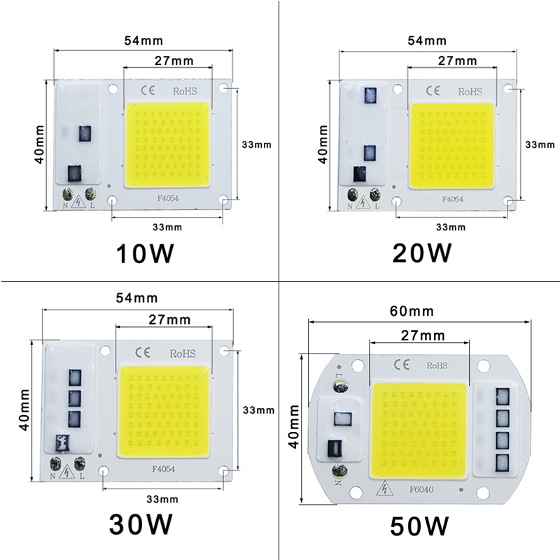 Lámpara LED COB con Chip, 10W, 20W, 30W, 50W, CA 220V, 240V, IP65, IC inteligente, sin necesidad de controlador, luz de inundación DIY, foco de bombilla Led, lámpara para exteriores