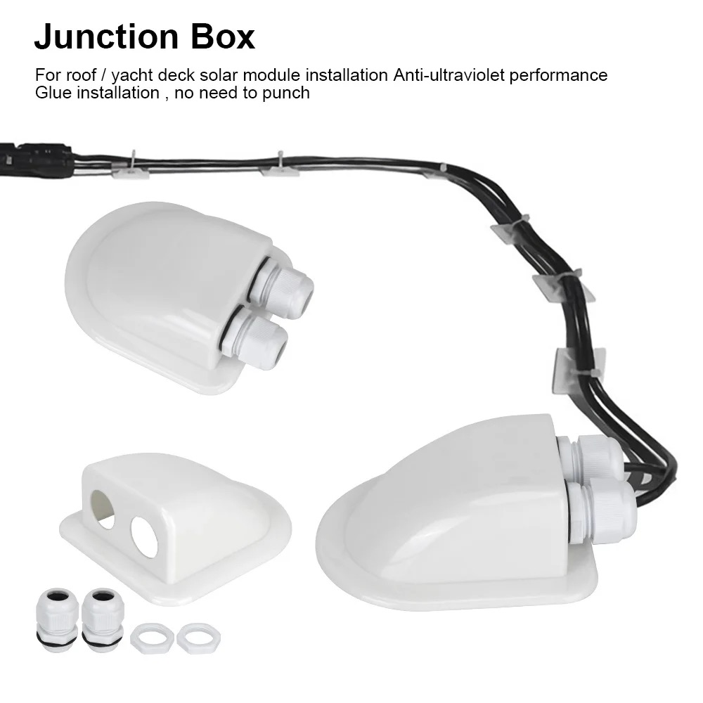 Caixa de junção solar para carro, caravana, entrada de cabo, glândula, fio de teto, suporte de conector de cabo, furo duplo, acessórios automotivos