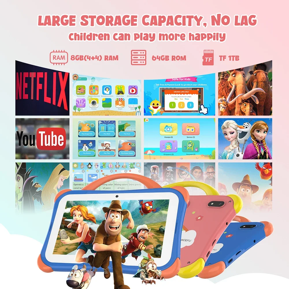CWOWDEFU 7 "แท็บเล็ตสําหรับเด็กAndroid 14 8GB 64GB Octa Core WiFi6 Google Playเด็กแท็บเล็ตสําหรับสาวการศึกษาของขวัญ 4000MAhฮีบรู
