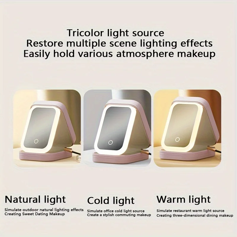 1PC Adjustable separated cosmetic case with built-in mirror, portable cosmetic storage bag and beauty tool accessory box.