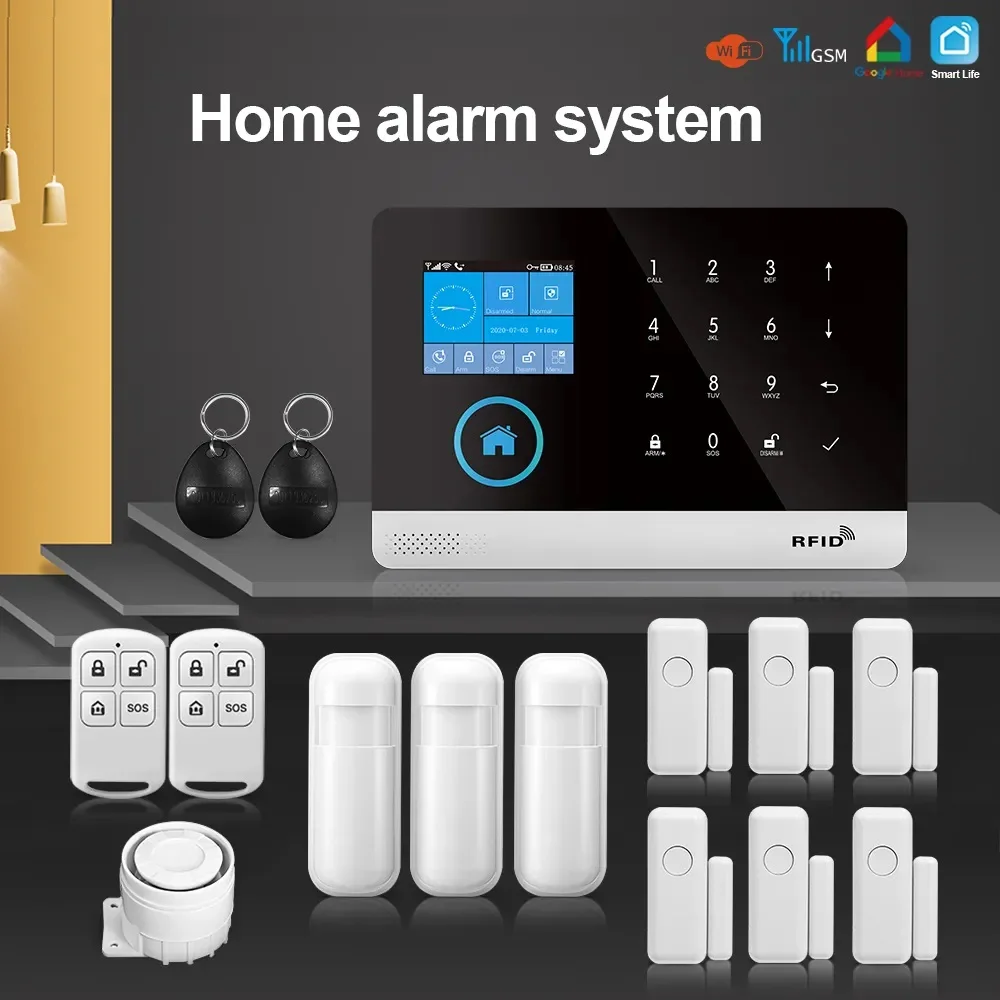 PG-103 Nhà Hệ Thống Báo Động Wifi GSM Báo Động Liên Lạc Nội Bộ Điều Khiển Từ Xa Autodial 433MHz Máy Dò IOS Android Tuya Ứng Dụng Điều Khiển