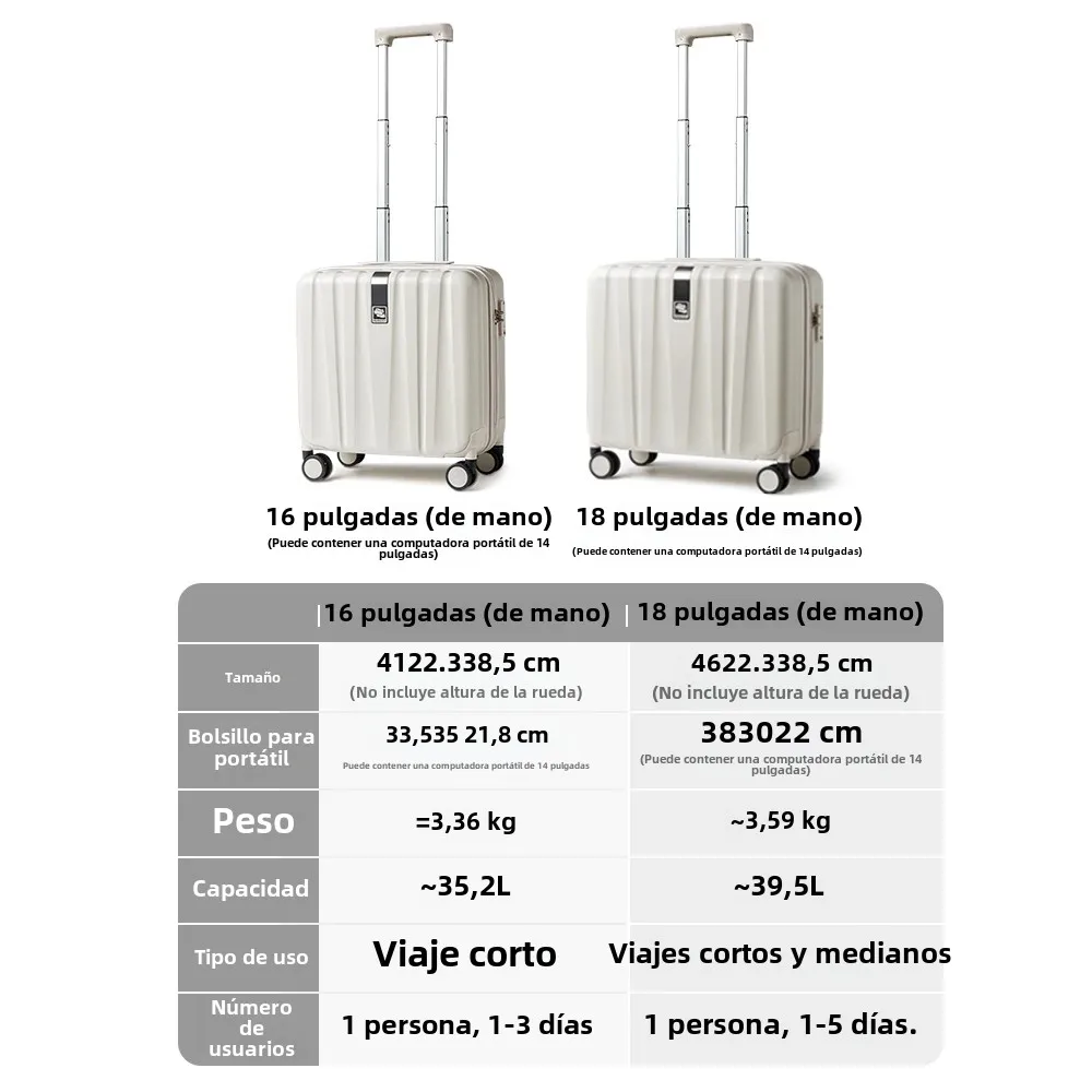 Hanke Business-maleta inferior de 14 pulgadas, equipaje de mano de 16 pulgadas, carcasa dura, 100% ruedas giratorias de PC, embarque